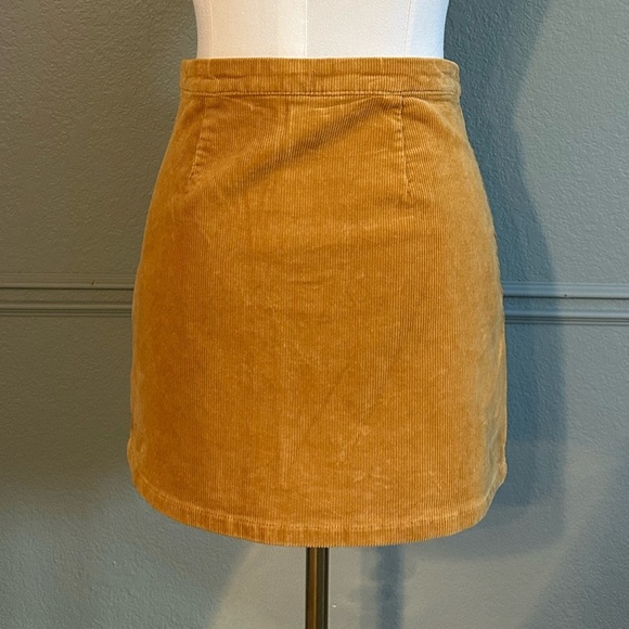 NWOT Corduroy Lace-Up Yellow Skirt - Picture 2 of 7